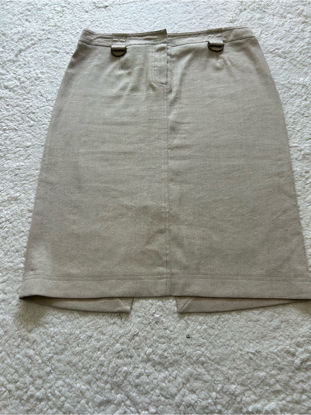 David Meister Neutral Beige Pencil Skirt with Ring-Detail Waist